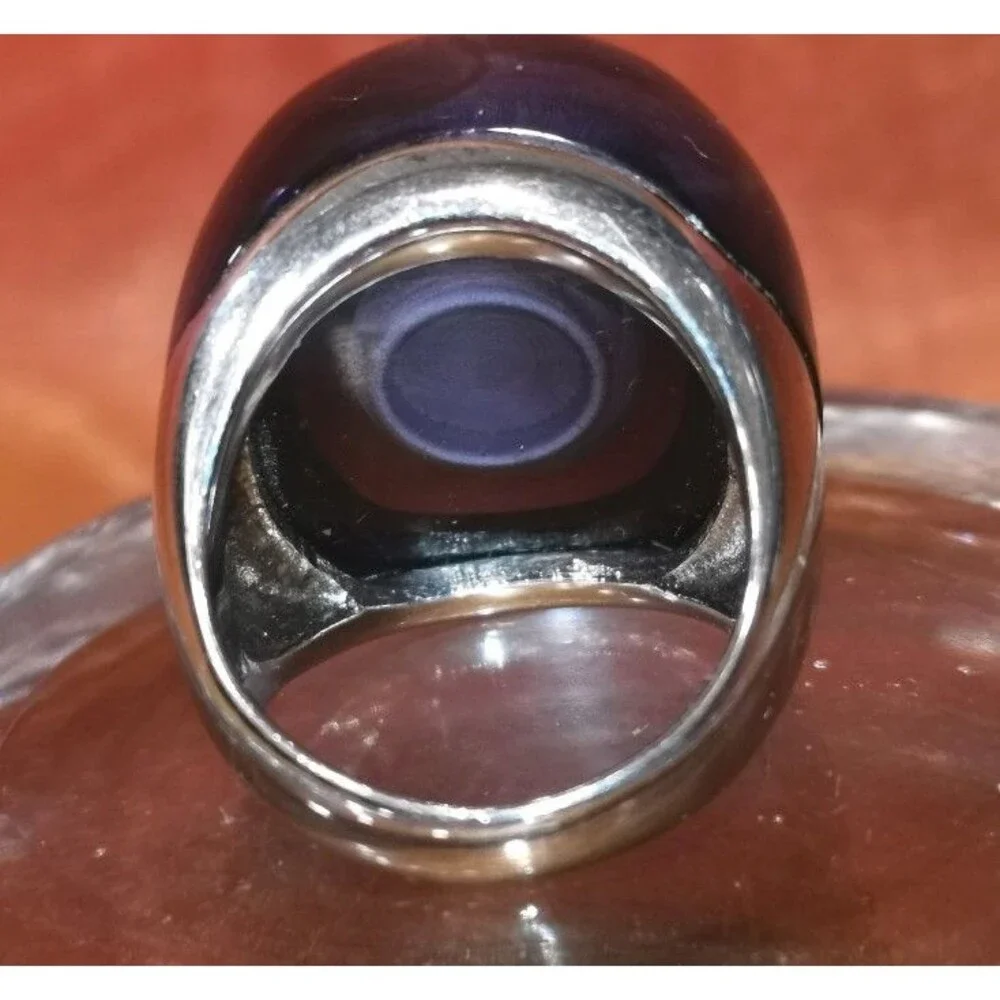 NEW Large Purple Cabochon Ring 23.7 gr. 925 Sterling Silver Size 9 - 9.5 in Box